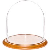 Glass Dome with Oak Veneer Base - 9.75" x 10"