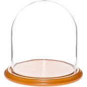Glass Dome with Oak Veneer Base - 9.75" x 10"