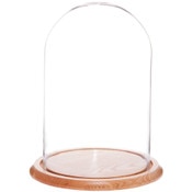 Glass Dome with Oak Base - 9.75" x 15"