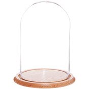 Glass Dome with Oak Base - 9.75" x 15"