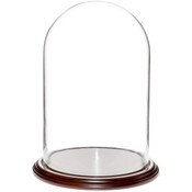 Glass Dome with Dark Mahogany Veneer Base - 9.75" x 15"