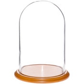 Glass Dome with Oak Veneer Base - 9.75" x 15"