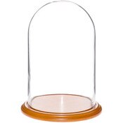 Glass Dome with Oak Veneer Base - 9.75" x 15"