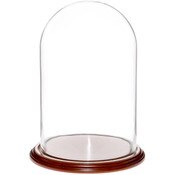Glass Dome with Walnut Veneer Base - 9.75" x 15"