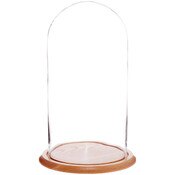 Glass Dome with Oak Base - 9.75" x 20"