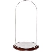 Glass Dome with Dark Mahogany Veneer Base - 9.75" x 20"