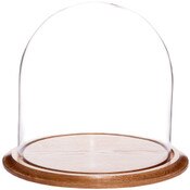 Glass Dome with Oak Base - 11.75" x 12"