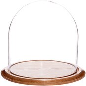 Glass Dome with Oak Base - 11.75" x 12"