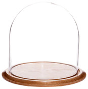 Glass Dome with Oak Base - 11.75" x 12"