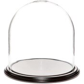 Glass Dome with Black Wood Veneer Base - 11.75" x 12"