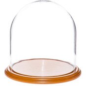 Glass Dome with Oak Veneer Base - 11.75" x 12"