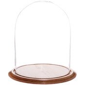 Glass Dome with Oak Base - 11.75" x 15"