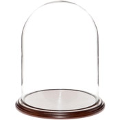 Glass Dome with Dark Mahogany Veneer Base - 11.75" x 15"