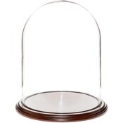 Glass Dome with Dark Mahogany Veneer Base - 11.75" x 15"