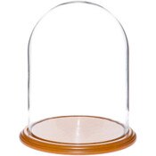 Glass Dome with Oak Veneer Base - 11.75" x 15"