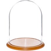 Glass Dome with Oak Veneer Base - 11.75" x 15"