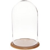 Glass Dome with Oak Base - 11.75" x 20"