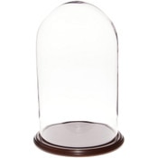 Glass Dome with Dark Mahogany Veneer Base - 11.75" x 20"