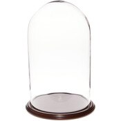 Glass Dome with Dark Mahogany Veneer Base - 11.75" x 20"