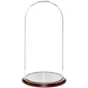 Glass Dome with Dark Mahogany Veneer Base - 11.75" x 23"