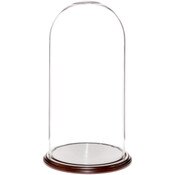 Glass Dome with Dark Mahogany Veneer Base - 11.75" x 23"