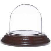 Glass Dome with Dark Mahogany Veneer Base - 1.875" x 1.875"