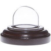 Glass Dome with Dark Mahogany Veneer Base - 1" x 1"