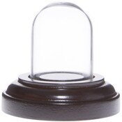 Glass Dome with Dark Mahogany Veneer Base - 1" x 1.5"