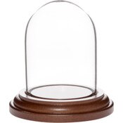 Plymor 1.85 inch x 2.875 inch Mini Glass Display Dome Cloche (Dark Wood Base)