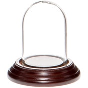 Glass Dome with Dark Mahogany Veneer Base - 1.85" x 2.875"