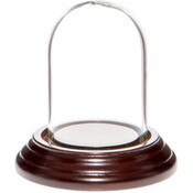 Glass Dome with Dark Mahogany Veneer Base - 1.85" x 2.875"