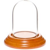 Glass Dome with Oak Veneer Base - 1.85" x 2.875"