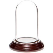 Glass Dome with Dark Mahogany Veneer Base - 1.85" x 3.5"