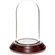 Glass Dome with Dark Mahogany Veneer Base - 1.85" x 3.5"