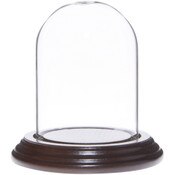 Glass Dome with Dark Mahogany Veneer Base - 2.5" x 3.5"