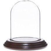 Glass Dome with Dark Mahogany Veneer Base - 2.5" x 3.5"