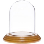 Glass Dome with Oak Veneer Base - 2.5" x 3.5"