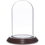 Glass Dome with Dark Mahogany Veneer Base - 2.5" x 4.5"