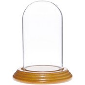 Glass Dome with Oak Veneer Base - 2.5" x 4.5"