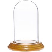 Glass Dome with Oak Veneer Base - 2.5" x 4.5"
