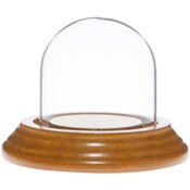 Glass Dome with Oak Veneer Base - 2" x 2"