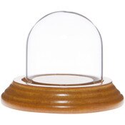 Glass Dome with Oak Veneer Base - 2" x 2"