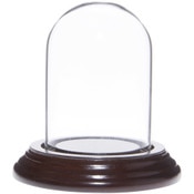 Glass Dome with Dark Mahogany Veneer Base - 2" x 3"