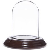 Glass Dome with Dark Mahogany Veneer Base - 2" x 3"