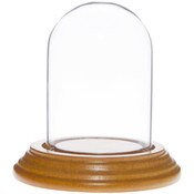 Glass Dome with Oak Veneer Base - 2" x 3"