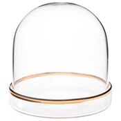 Plymor 3" x 3" Glass Display Dome Cloche (Gold Rim Glass Tray Base)