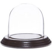 Glass Dome with Dark Mahogany Veneer Base - 3" x 3"