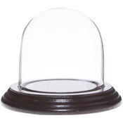 Glass Dome with Dark Mahogany Veneer Base - 3" x 3"