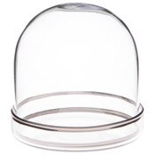 Plymor 3" x 3" Glass Display Dome Cloche with Silver Rim (Silver Rim Glass Tray Base)