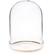 Plymor 3" x 4" Glass Display Dome Cloche with Gold Rim (Clear Glass Tray Base)